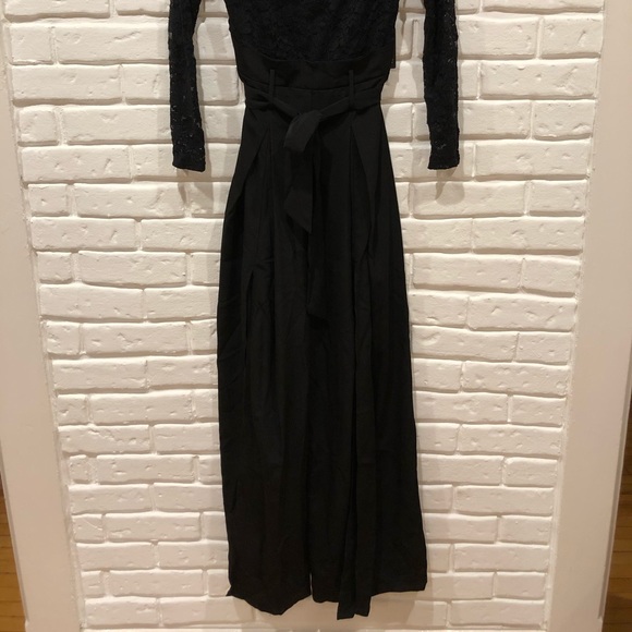 Express Lace Off The Shoulder Paperbag Slit Leg Jumpsuit - Picture 4 of 7